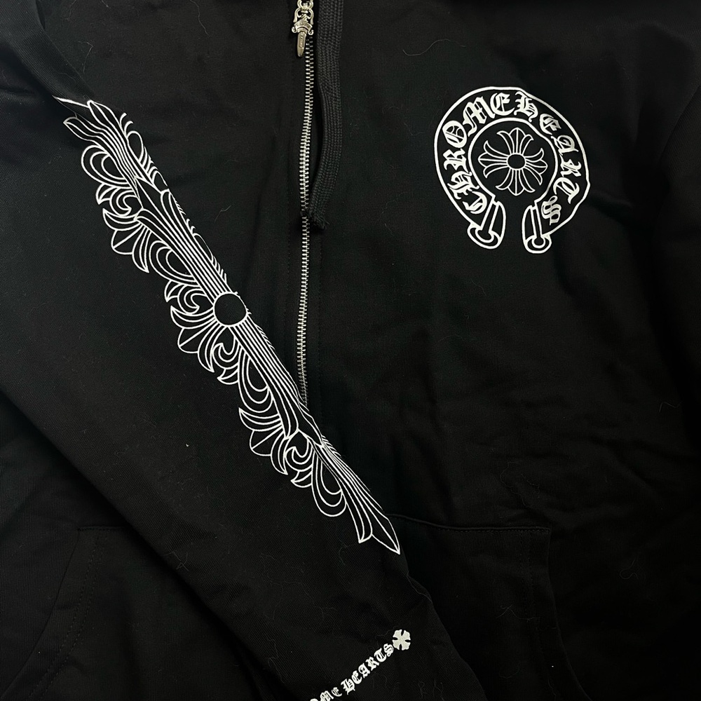 Chrome Hearts Black Zip-Up with Silver Dagger Pull